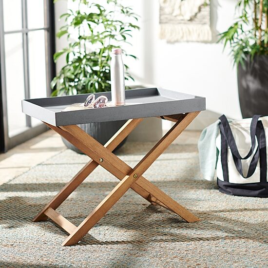 Safavieh Terance Patio Collection Folding Weather Resistant Side Table
