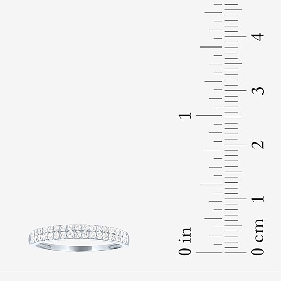 (G-H / Si2-I1) Womens 3MM 1/4 CT. T.W. Lab Grown White Diamond 10K Gold Anniversary Wedding Band