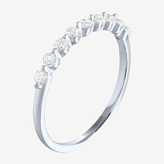 (G-H / Si2-I1) Womens 2MM 1/4 CT. T.W. Lab Grown White Diamond 10K Gold Wedding Band