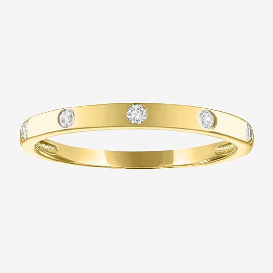 (G-H / Si2-I1) Womens 2MM 1/10 CT. T.W. Lab Grown White Diamond 10K Gold Wedding Band
