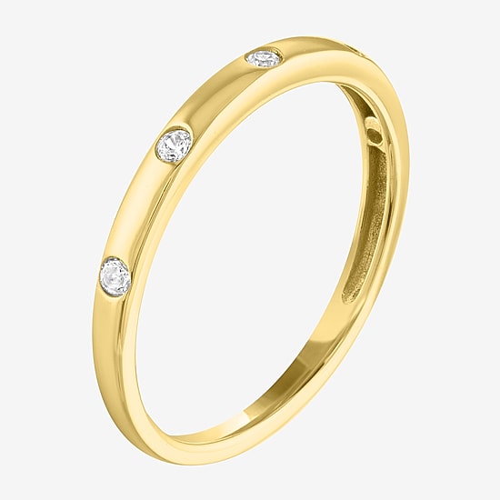 (G-H / Si2-I1) Womens 2MM 1/10 CT. T.W. Lab Grown White Diamond 10K Gold Wedding Band