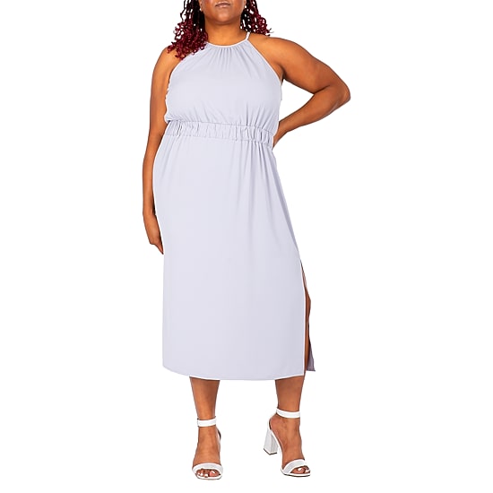 Poetic Justice Womens Plus Halter Neck Sleeveless Maxi Dress