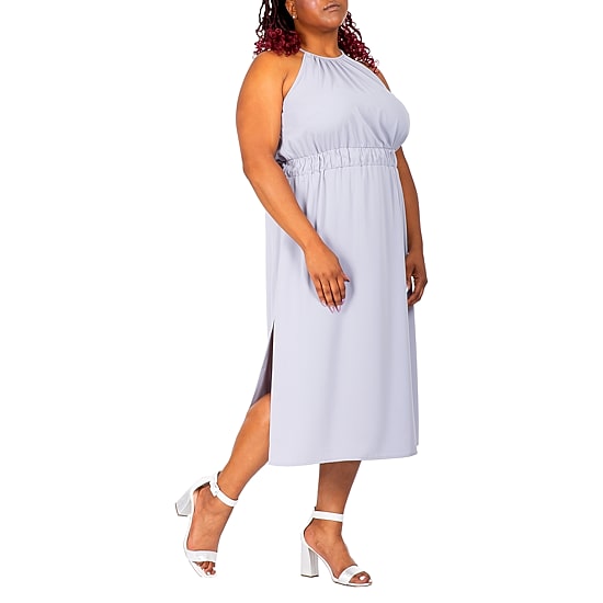 Poetic Justice Womens Plus Halter Neck Sleeveless Maxi Dress
