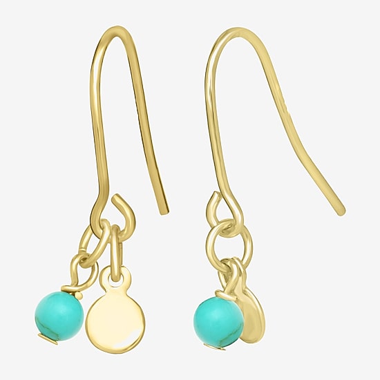 Silver Treasures 14K Gold Over Silver Round Drop Earrings