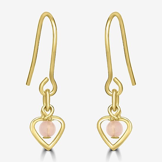 Silver Treasures Womens White Simulated Pearl 14K Gold Over Silver Heart Drop Earrings