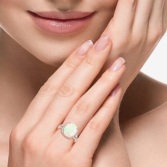 Effy Final Call Limited Quantities! Womens 3/8 CT. T.W. Genuine White Opal 14K Gold Cocktail Ring