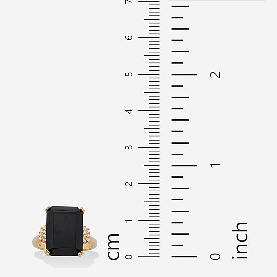 Womens Genuine Black Onyx 18K Gold Over Silver Cocktail Ring