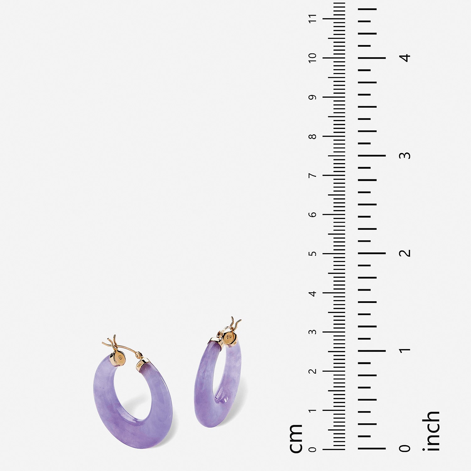 Womens Genuine Purple Jade 14K Gold 29mm Hoop Earrings