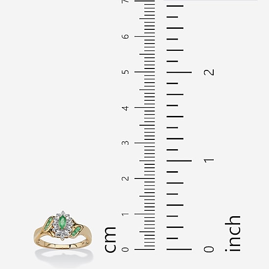 Womens Diamond Accent Genuine Green Emerald 18K Gold Over Silver Cocktail Ring