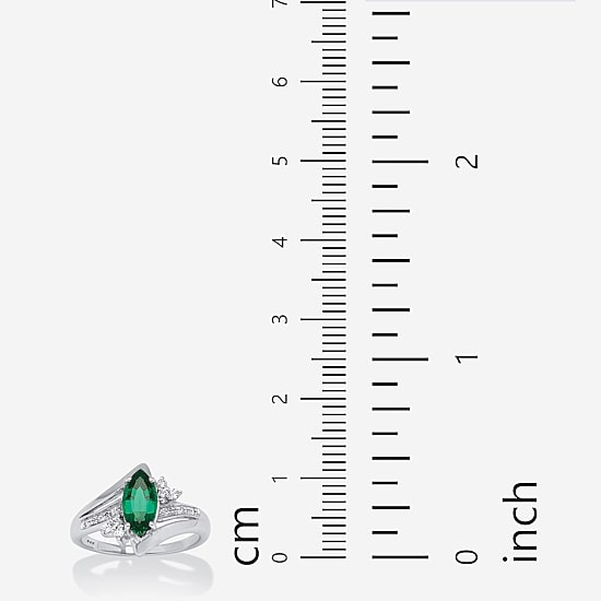 Womens Lab Created Green Emerald Platinum Over Silver Cocktail Ring