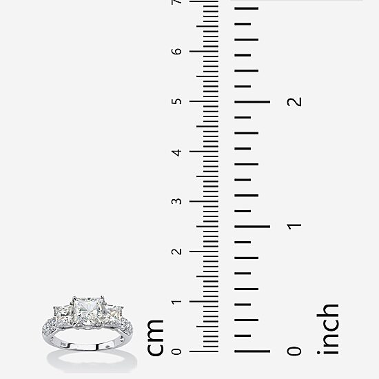 Womens Lab Created White Sapphire Platinum Over Silver Cocktail Ring