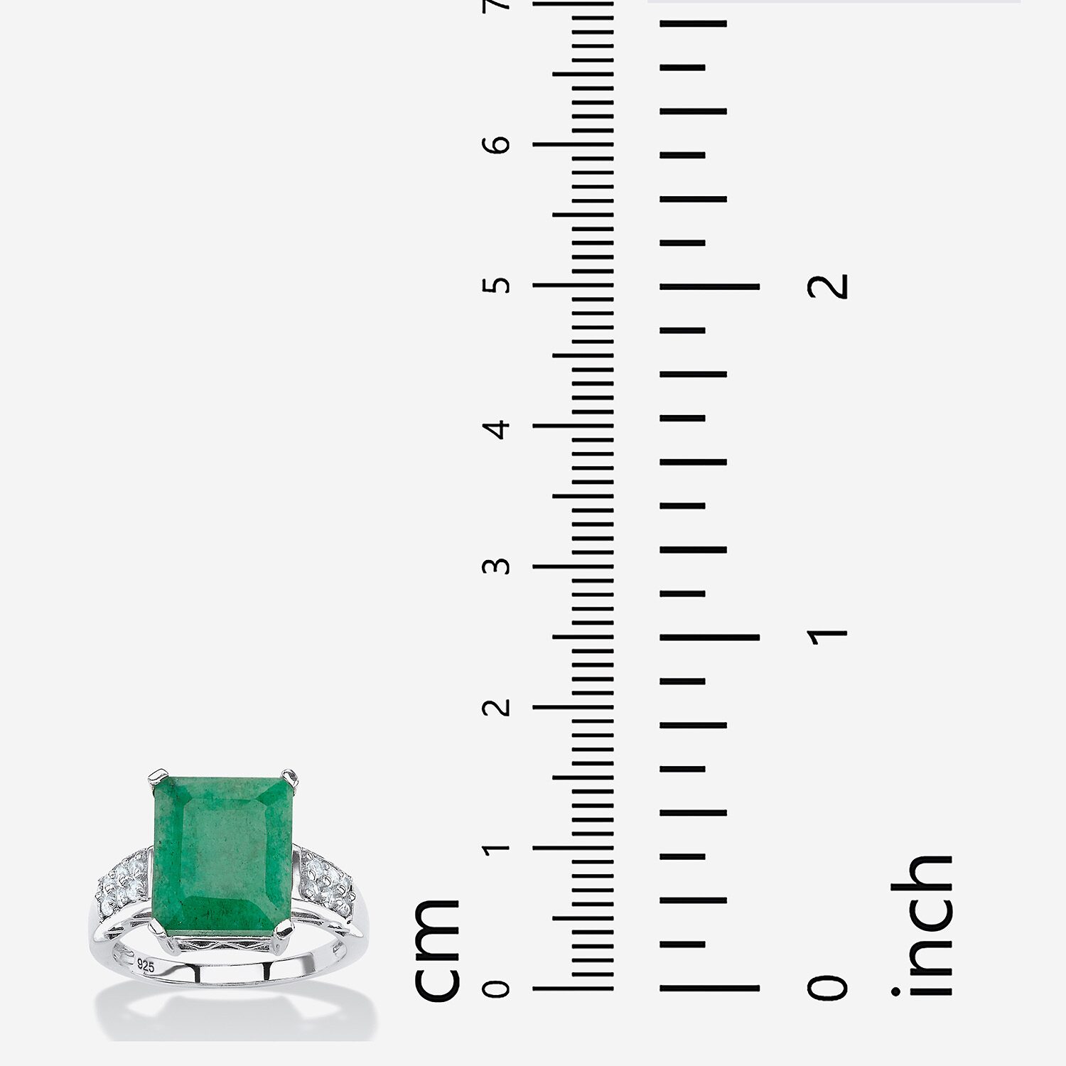 Womens Genuine Green Emerald Sterling Silver Cocktail Ring