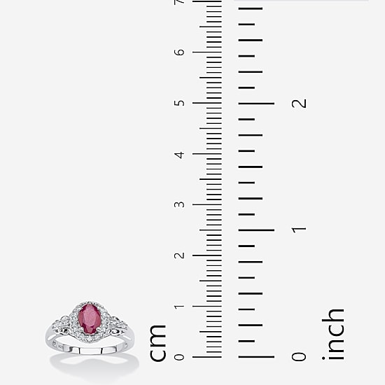 Womens Lead Glass-Filled Red Ruby Sterling Silver Cocktail Ring