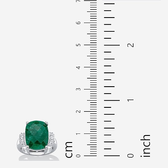 Womens Genuine Green Emerald Sterling Silver Cocktail Ring