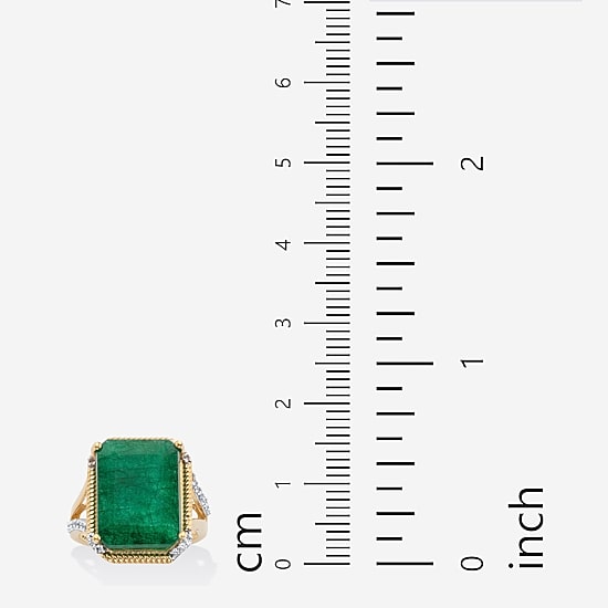 Womens Genuine Green Emerald 14K Gold Over Silver Cocktail Ring