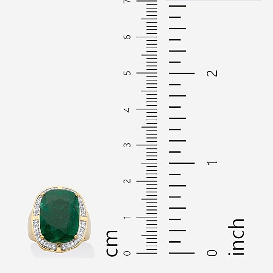 Womens Genuine Green Emerald 14K Gold Over Silver Cocktail Ring