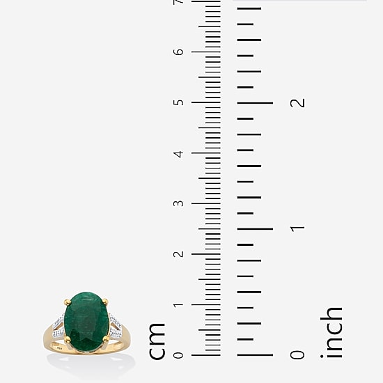 Womens Genuine Green Emerald 14K Gold Over Silver Cocktail Ring