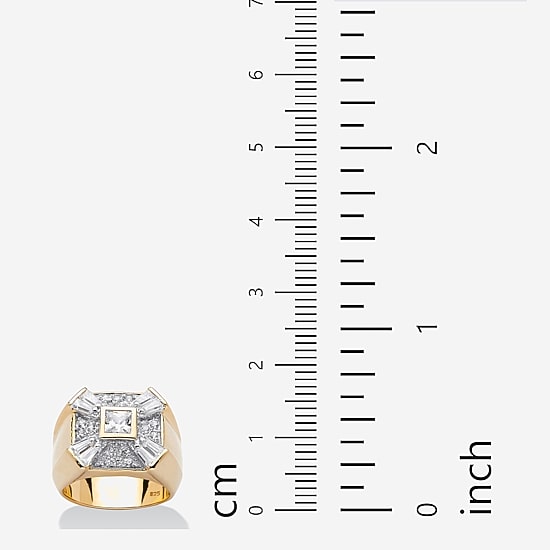 DiamonArt® Mens 2 1/2 CT. T.W. White Cubic Zirconia 18K Gold Over Silver Square Fashion Ring