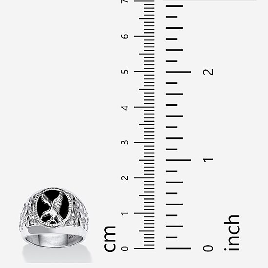 Eagle Mens Genuine Black Onyx Sterling Silver Fashion Ring