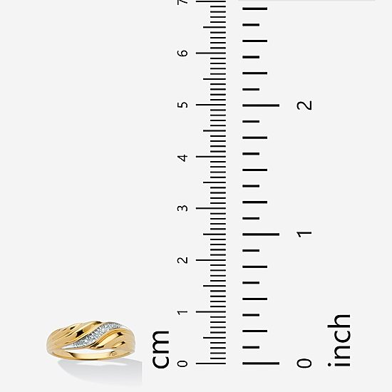 Mens 2MM Diamond Accent Natural White Diamond 18K Gold Over Silver Band