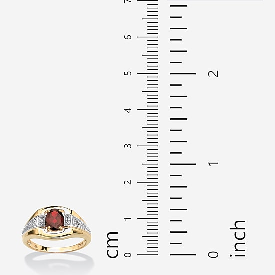 Mens 1 3/8 CT. T.W. Genuine Red Garnet 18K Gold Over Silver Fashion Ring