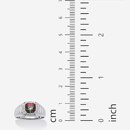 Mens 2 3/4 CT. T.W. Genuine Mystic Fire Topaz Platinum Over Silver Fashion Ring