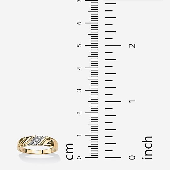 Mens 2.5MM Diamond Accent Natural White Diamond 18K Gold Over Silver Band