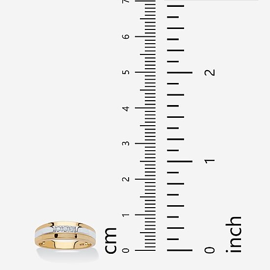 Mens 2.5MM Diamond Accent Natural White Diamond 18K Gold Over Silver Band