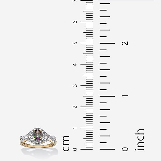 Womens Diamond Accent Genuine Mystic Fire Topaz 18K Gold Over Silver Cocktail Ring