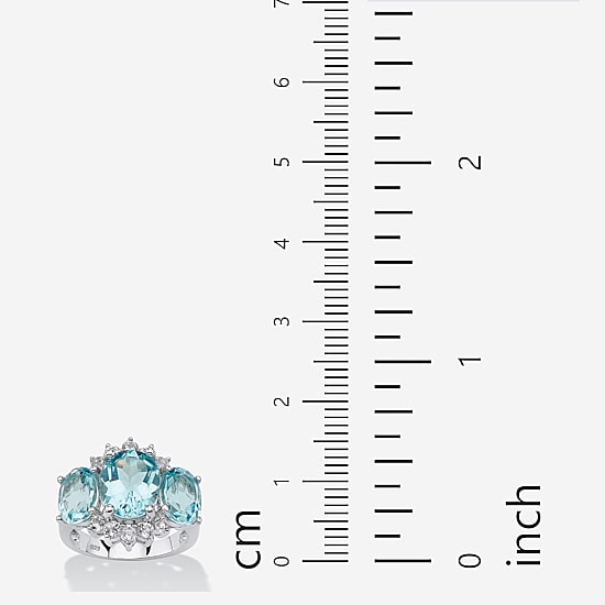 Womens Genuine Blue Topaz Platinum Over Silver Cocktail Ring