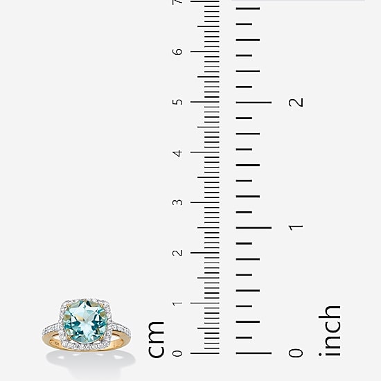 Womens Genuine Blue Topaz 14K Gold Over Silver Cocktail Ring