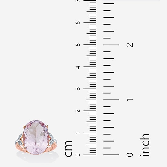 Womens Genuine Pink Amethyst 14K Rose Gold Over Silver Cocktail Ring