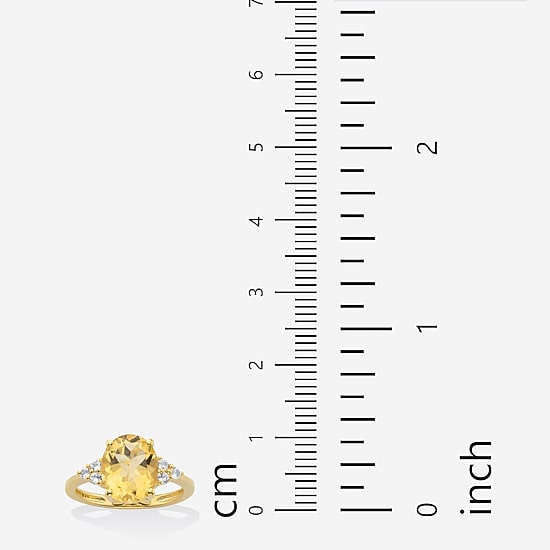 Womens Genuine Yellow Citrine 14K Gold Over Silver Cocktail Ring