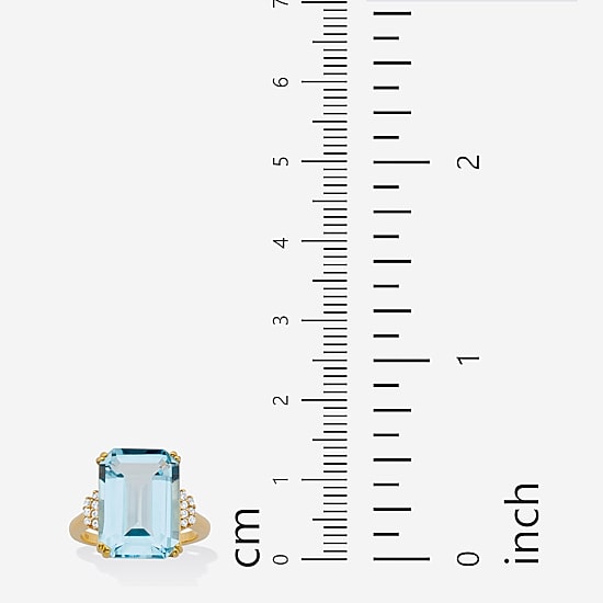 Womens Genuine Blue Topaz 18K Gold Over Silver Cocktail Ring