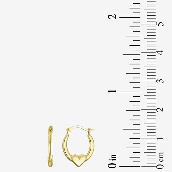 Womens 10K Gold 16mm Heart Hoop Earrings
