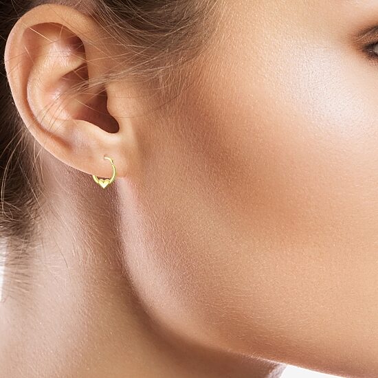 Womens 10K Gold 16mm Heart Hoop Earrings