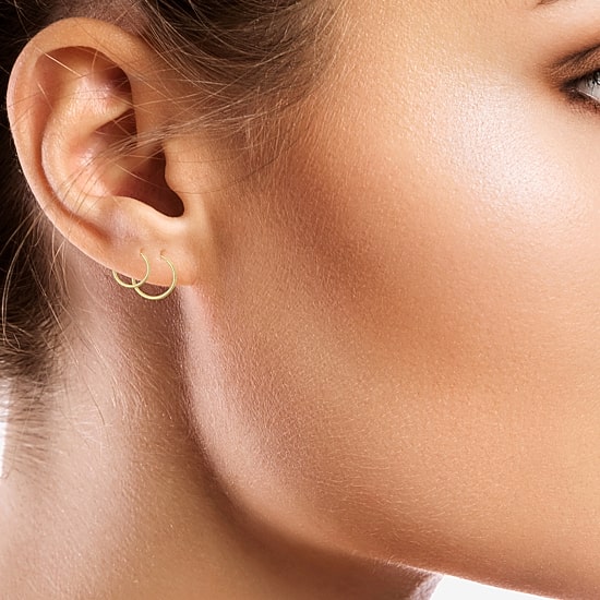 Womens 10K Gold 2 Pair Earring Set