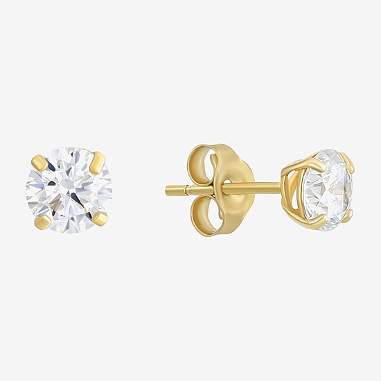 Cubic Zirconia 14K Gold 4mm Stud Earrings
