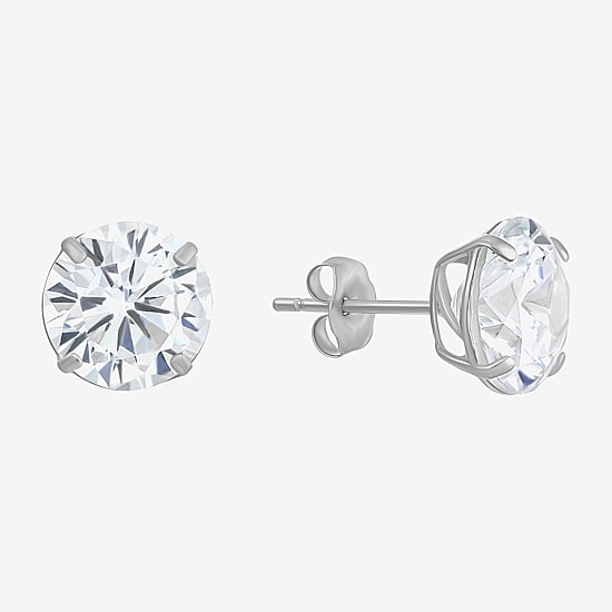 Cubic Zirconia 14K Gold 8mm Stud Earrings