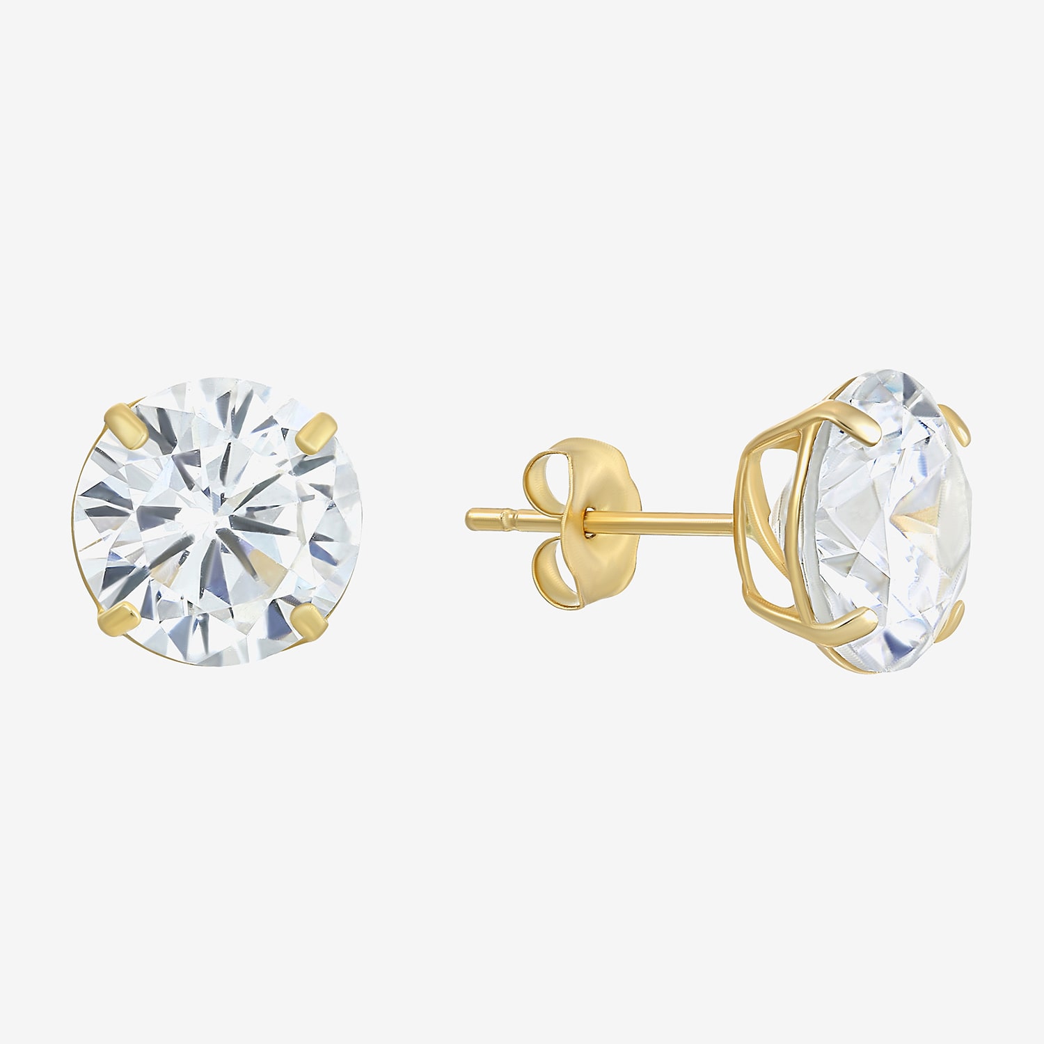 Cubic Zirconia 14K Gold 8mm Stud Earrings