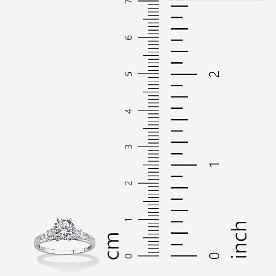 DiamonArt® Womens 2 1/5 CT. T.W. White Cubic Zirconia 10K White Gold Engagement Ring