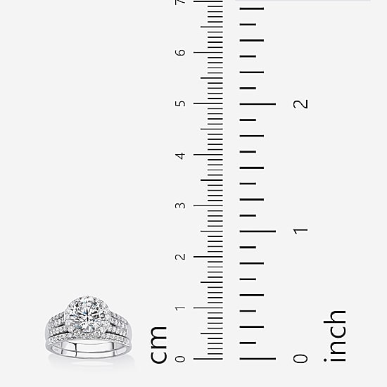DiamonArt® Womens 2 1/2 CT. T.W. White Cubic Zirconia 10K White Gold Bridal Set