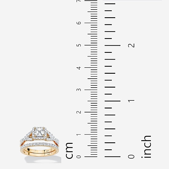 DiamonArt® Womens 1 CT. T.W. White Cubic Zirconia 18K Gold Over Silver Square Bridal Set
