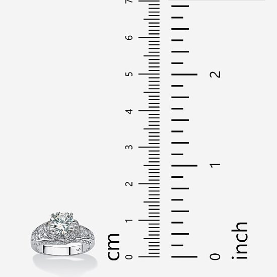 DiamonArt® Womens 3 1/2 CT. T.W White Cubic Zirconia Platinum Over Silver Round Engagement Ring