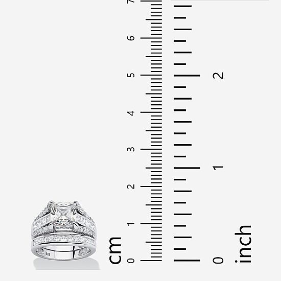 DiamonArt® Womens 3 1/4 CT. T.W. White Cubic Zirconia Platinum Over Silver Square Bridal Set