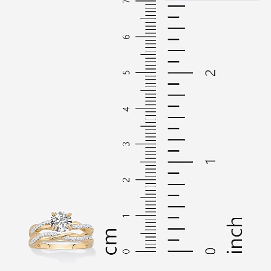 DiamonArt® Womens 1 3/4 CT. T.W. White Cubic Zirconia 18K Gold Over Silver Round Bridal Set