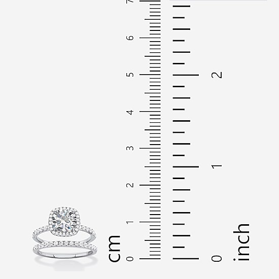 DiamonArt® Womens 2 3/4 CT. T.W. White Cubic Zirconia Platinum Over Silver Round Bridal Set