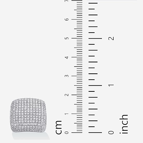 Womens Cubic Zirconia Sterling Silver Cocktail Ring