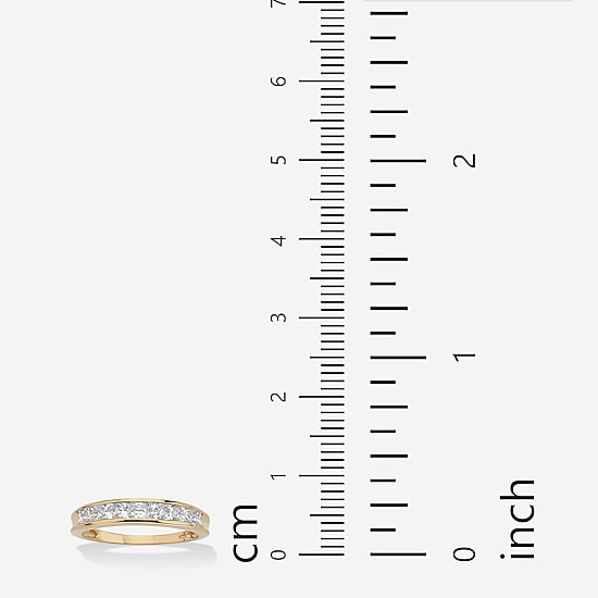 DiamonArt® 2MM 3/4 CT. T.W. White Cubic Zirconia 18K Gold Over Silver Band