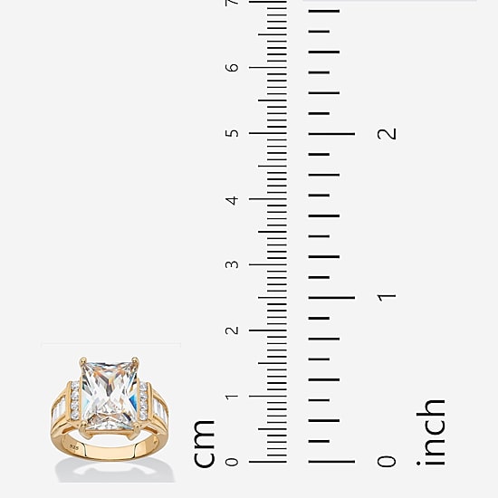 DiamonArt® Womens White Cubic Zirconia 14K Gold Over Silver Engagement Ring